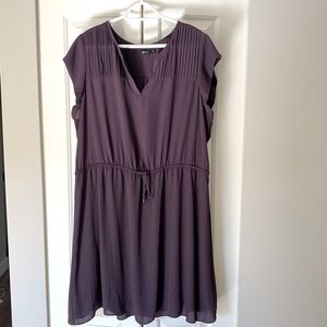 Reitmans Dress with Elastic Drawstring Waist in Plum Colour